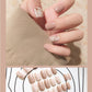 Light khaki smudge false nails